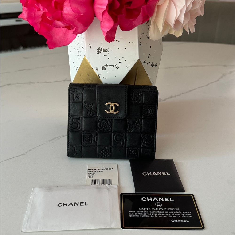 Chanel Black Embossed lucky series Women's Wallet